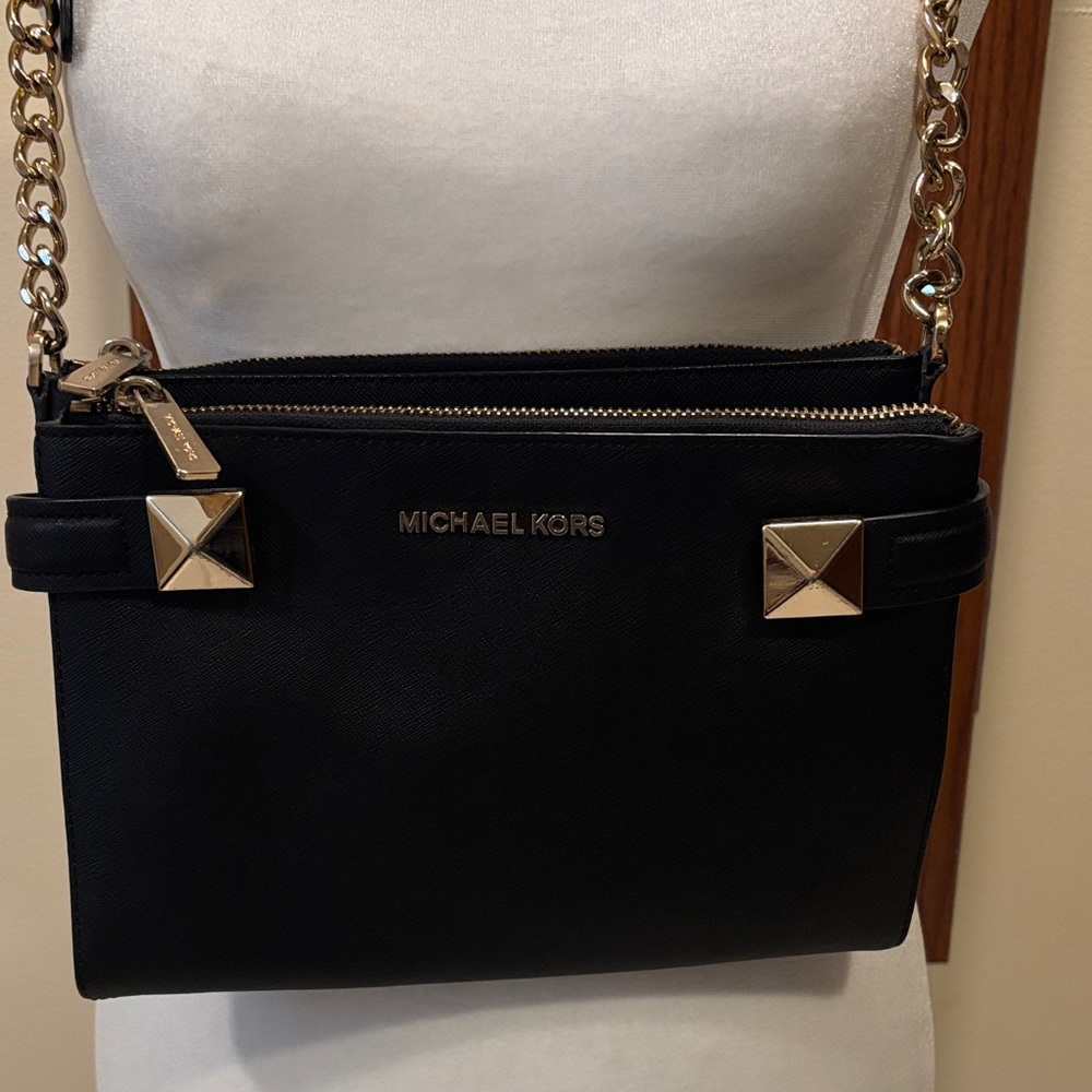 Michael Kors Black Crossbody with Gold Accents